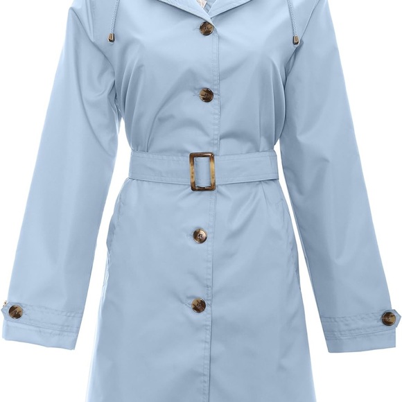 Capelli of New York Jackets & Blazers - Capelli of New York Light Blue Hooded Trench Coat